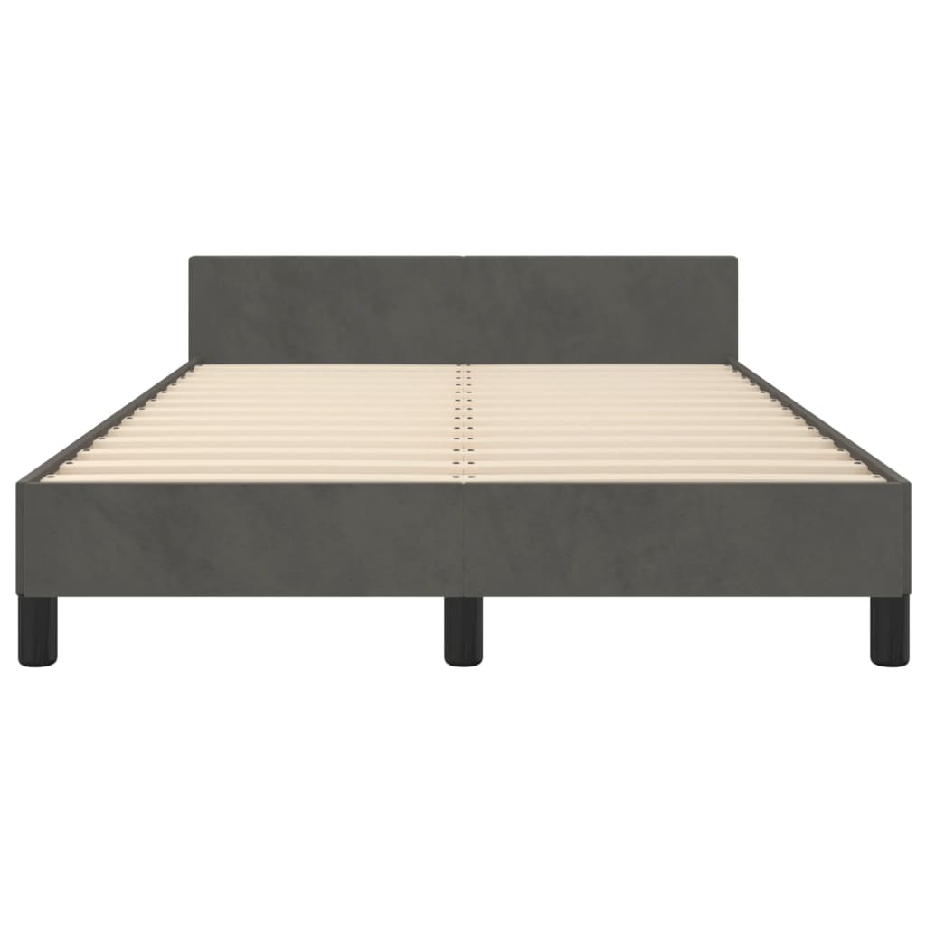 Cadre de lit sans matelas, velours, gris foncé, pour la chambre, 120 × 200 cm - 6