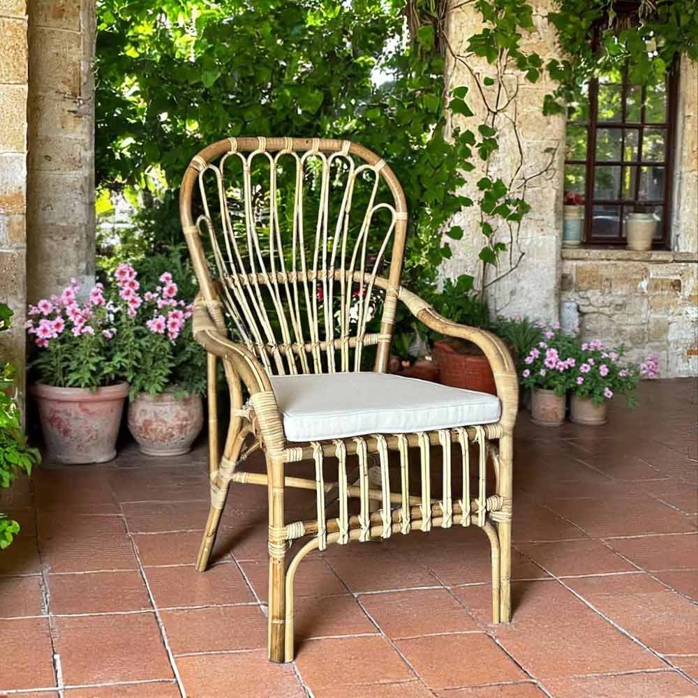 Poltrona sedia manao in vero legno di bambù con cuscino in omaggio