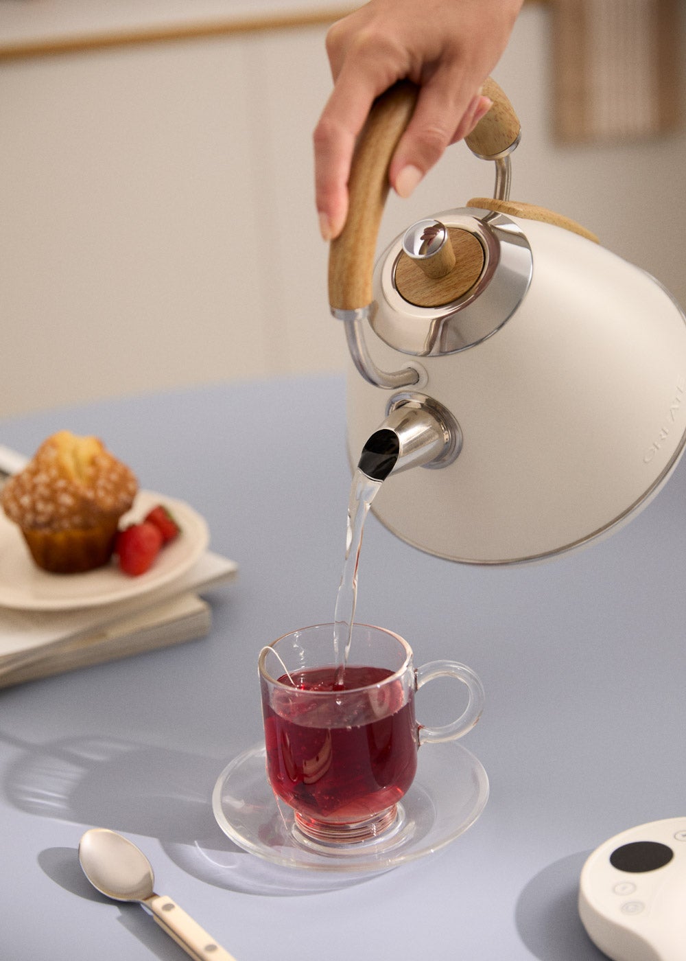 CREATE - KETTLE RETRO PRO - Bouilloire électrique 1 L avec contrôle de température - Blanc cassé - 2