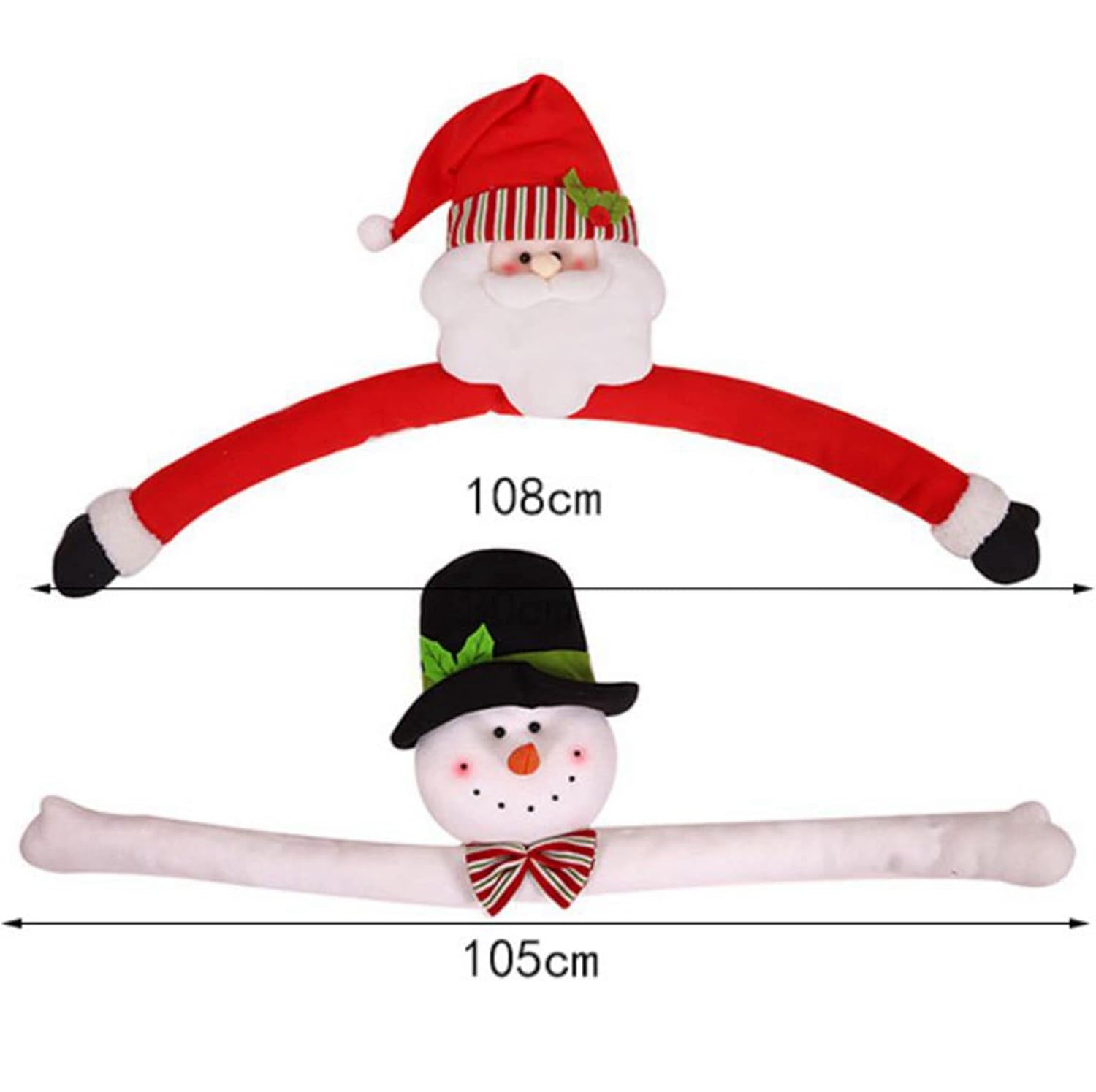 Lot de 2 décorations de sapin de Noël, décorations de Noël, bonhomme de neige Père Noël avec bras articulés, décorations de sapin de Noël - 2