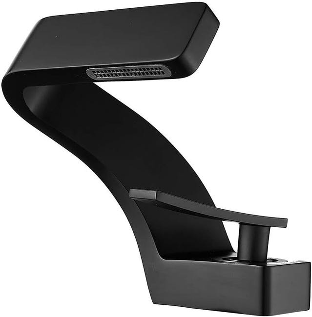 Mosiężny kran umywalkowy z ceramiczną głowicą, krótka wylewka, jednouchwytowy, czarny, idealny do łazienki.