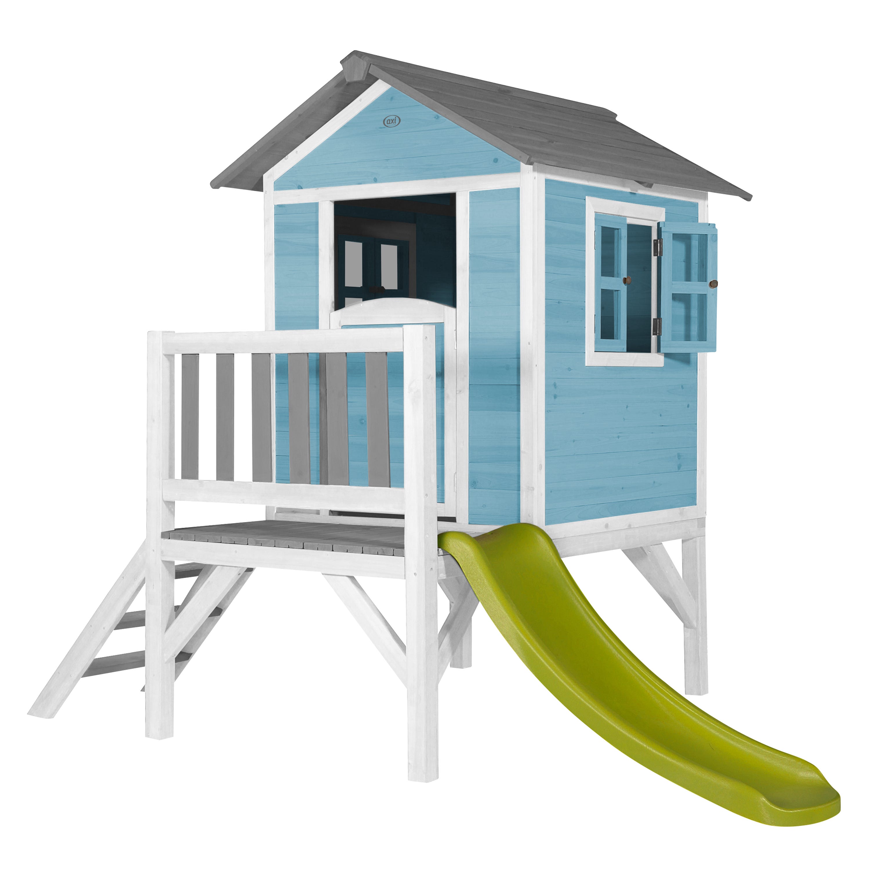 AXI Maison Enfant Beach Lodge XL en Gris avec Toboggan en Bleu | Maison de Jeux en Bois FFC pour Les Enfants | Maisonnette/Cabane de Jeu pour Le Jardin AXI Maison Enfant Beach Lodge XL en Gris avec Toboggan en Bleu | Maison de Jeux en Bois FFC pour Les Enfants | Maisonnette/Cabane de Jeu pour Le Jardin
