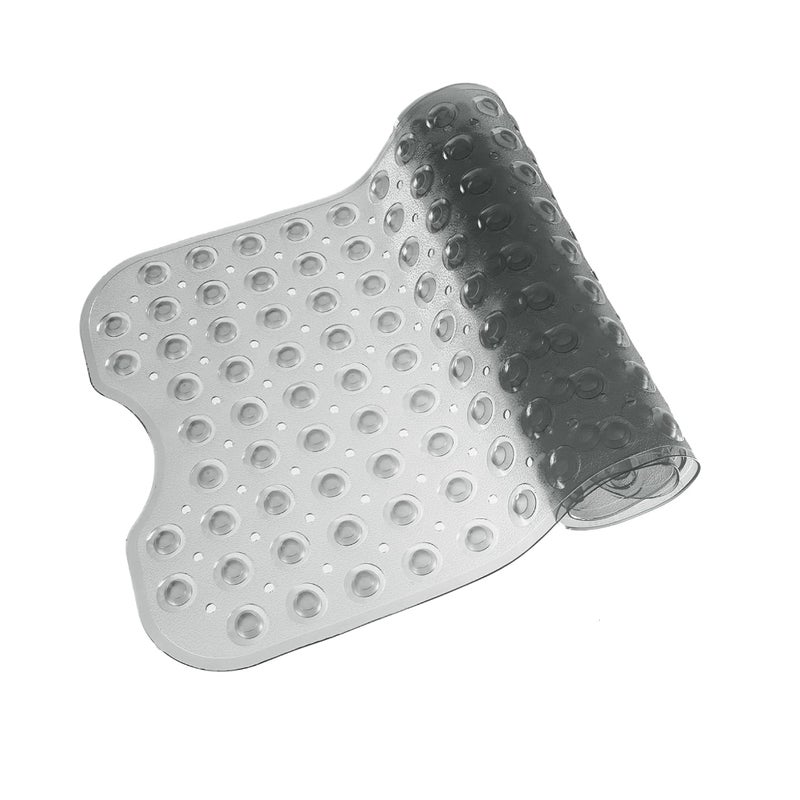 Mata prysznicowa, bardzo długa, antypoślizgowa, łazienkowa, 40 x 100 cm, z przyssawką i otworem odpływowym, przezroczysta, szara