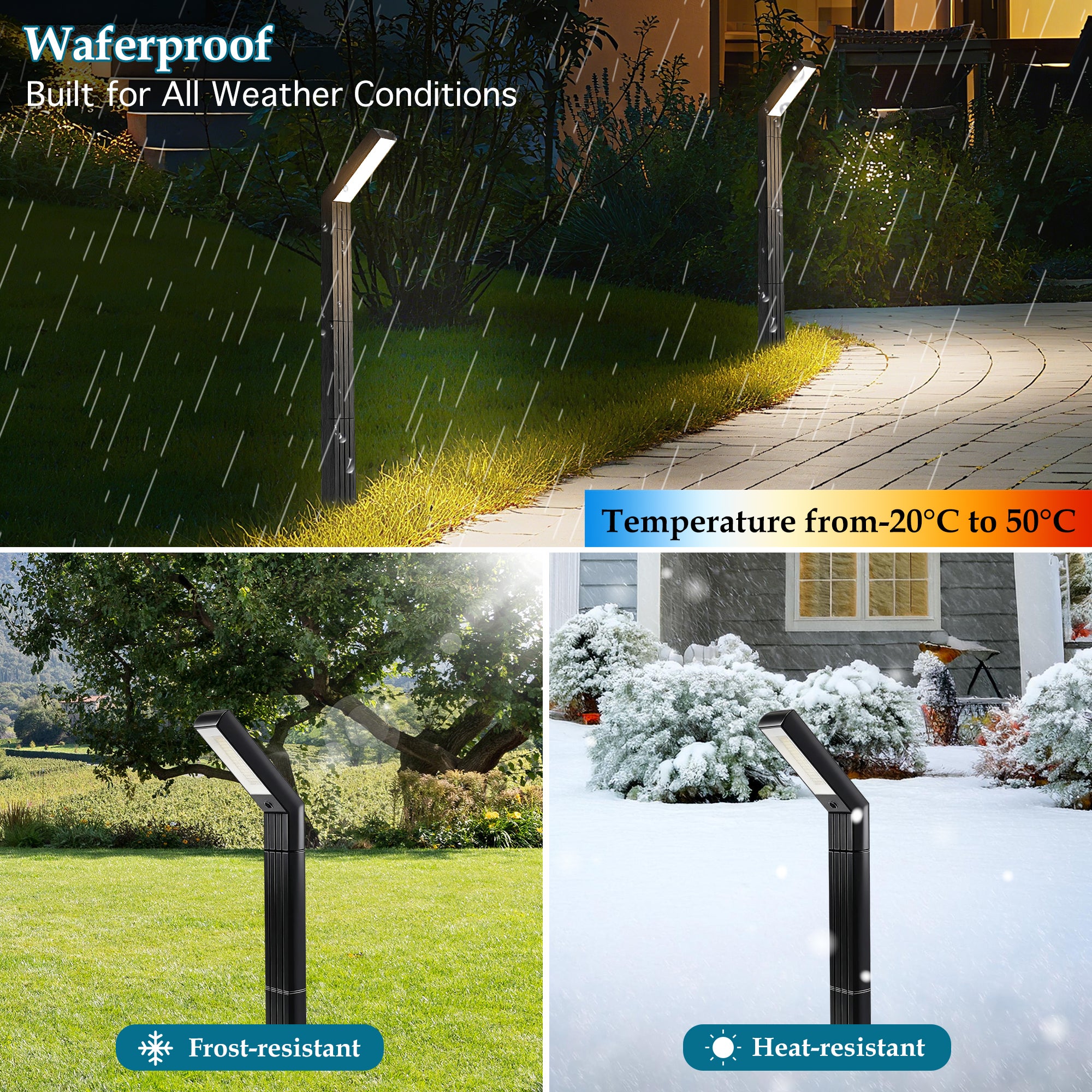 LUXEN Luces Solares para Senderos al Aire Libre, 4000k Blanco Día, Luces Impermeables para Acera y Paisaje, Camino, Entrada, Césped y Patio - 4