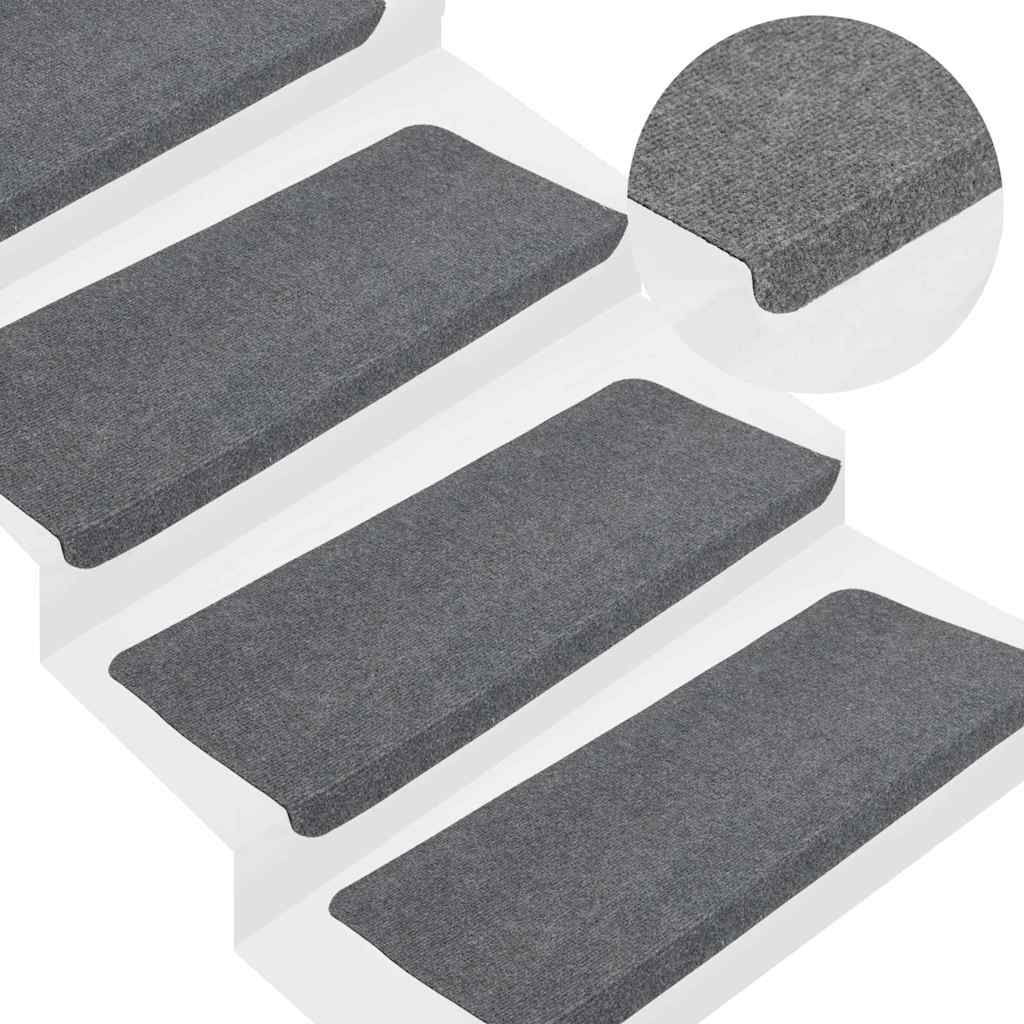 Maison exclusive - alfombrilla autoadhesiva escalera 30 uds gris 65x24,5x3,5 cm