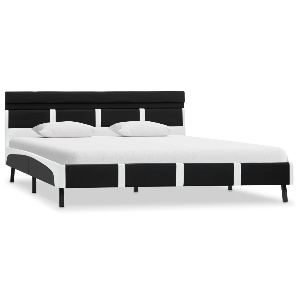 Maison Exclusive - Estrutura de cama com LED 140x200 cm couro artificial preto - 2