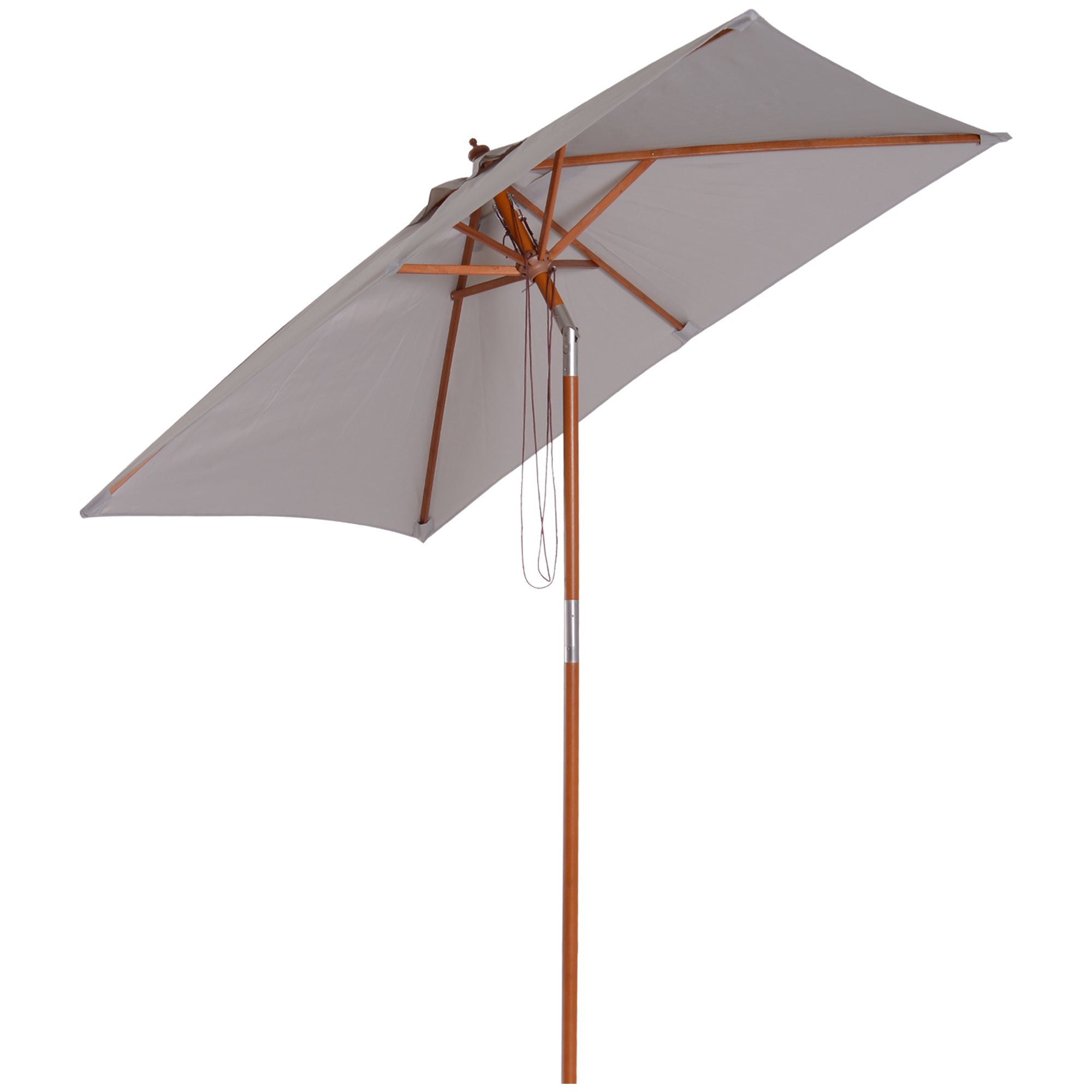 Sombrilla plegable para jardín o playa, ajustable en 3 posiciones, fabricada en madera de abeto y poliéster, color gris, 200 x 150 x 235 cm.