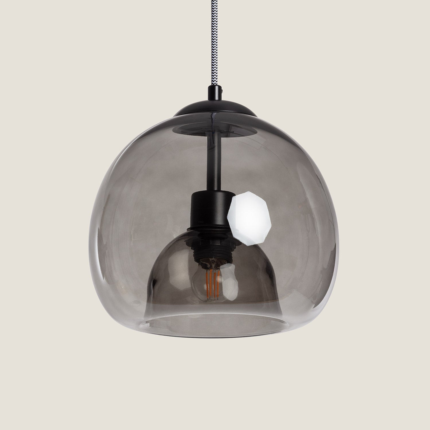 Lustre Suspension Verre Vaca, Noir, Verre,Métal, E27, IP20, 1800 mm x Ø250 mm - 3