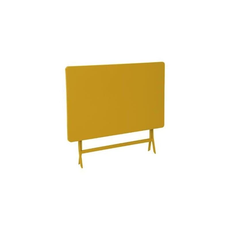 Table à manger de jardin rectangulaire en Acier Jaune 4 places - 5