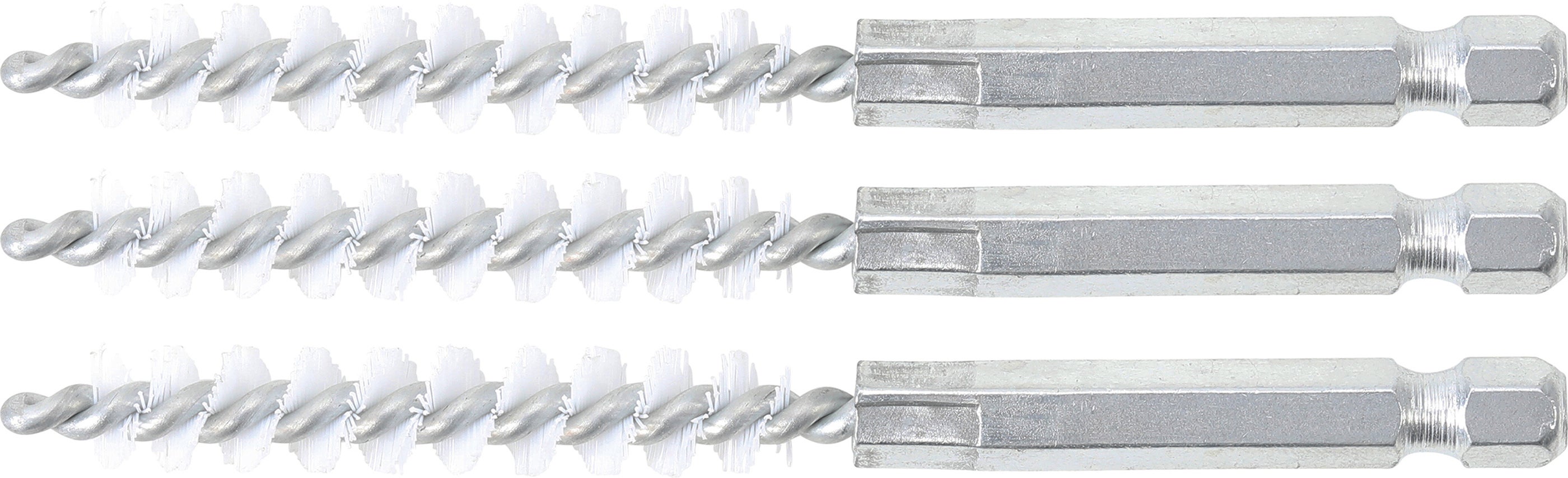 BGS Szczotka nylonowa 9 mm napęd sześciokątny zewnętrzny 6,3 mm (1/4") 3szt. - 3078-9-N