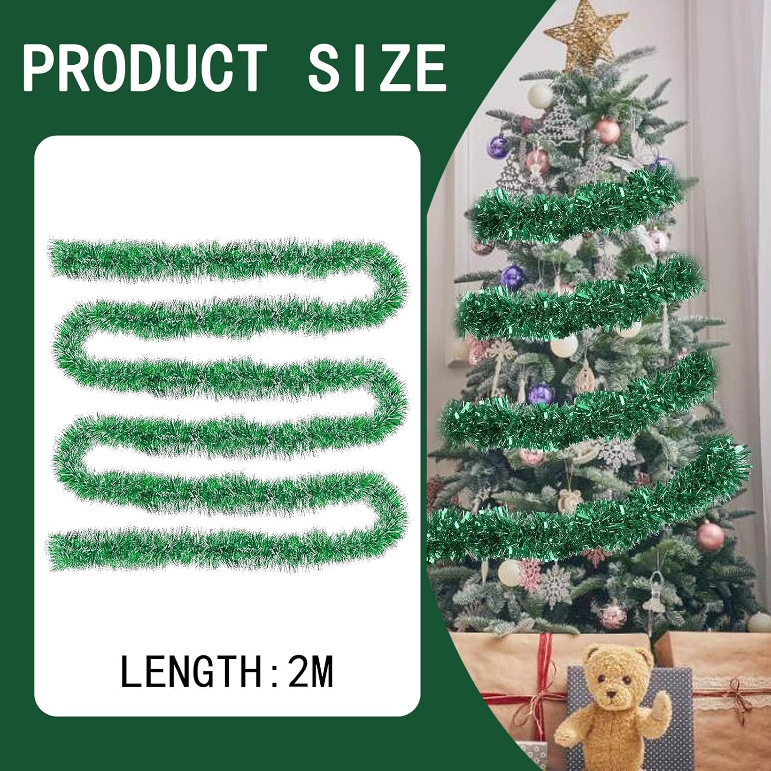 Guirlandes Tinsel Noël, 4 Pcs Guirlande De Noel Sapin, Guirlande Tinsel