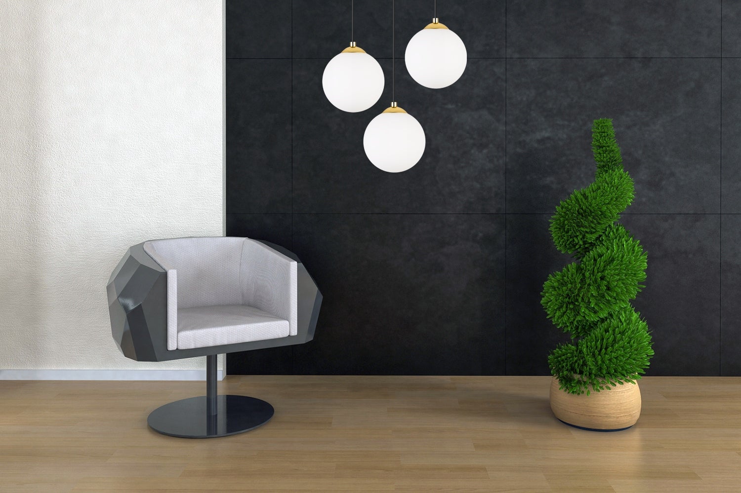 Lampa sufitowa wisząca Florence boho 3xE27 abażur kula złoto/biały Light Home LH - 7