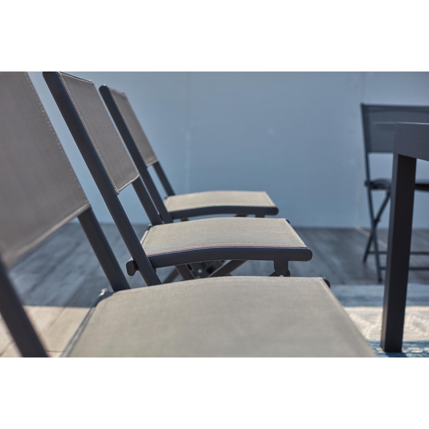 Salon de jardin 8 places en aluminium gris foncé CUALICA - 4