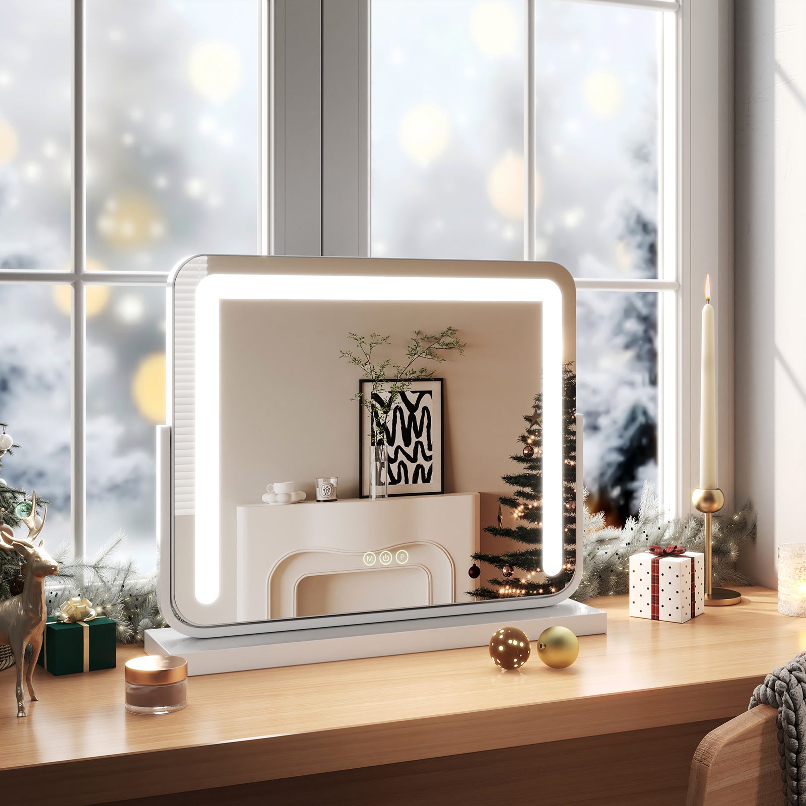 Miroir Salle De Bain Rond LED 70 Cm – Rétro-éclairé 3 Couleurs Tactile, EMKE Luminosité Réglable