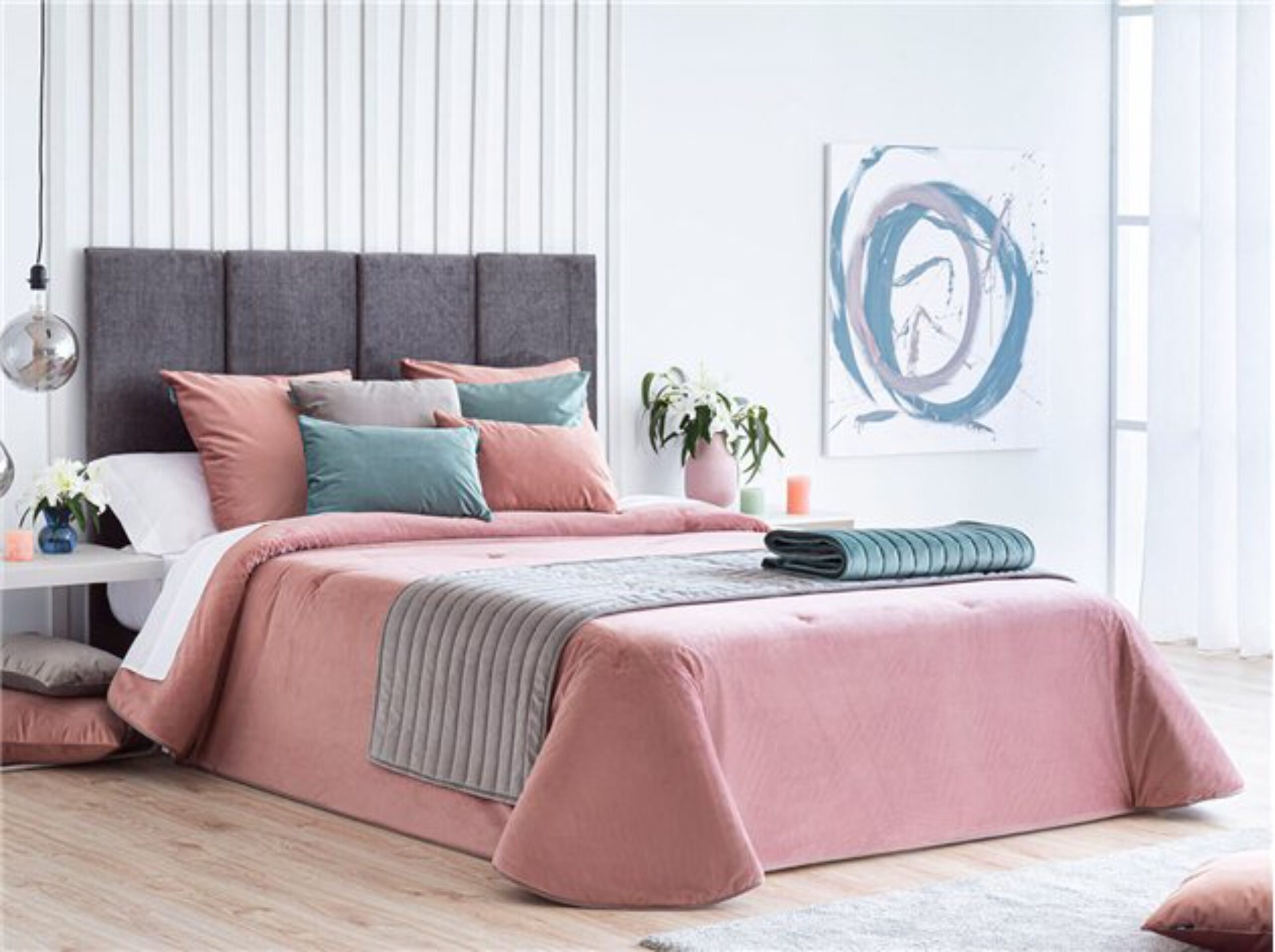 Edredón confort velvet liso rosa relleno 200 gr para cama de 180 cm