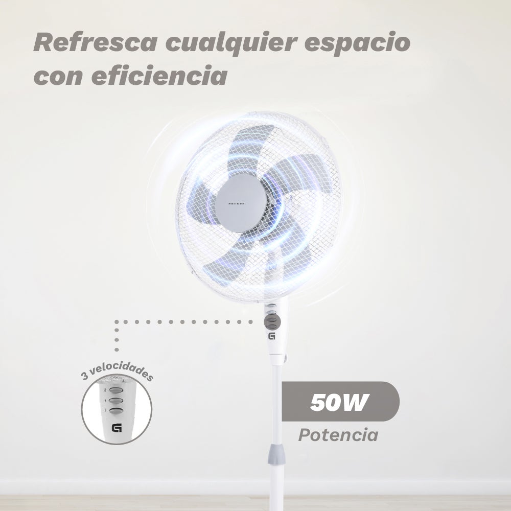 Ventilador de Pie FAN-165X - Base en Forma X - 50W - Blanco - 2