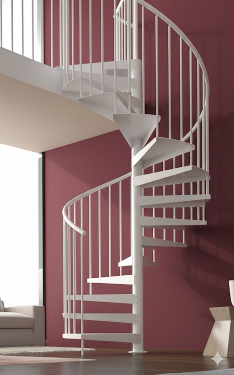 Escalera de caracol interior metálica|altura máx. 272cm|ø120cm|blanco