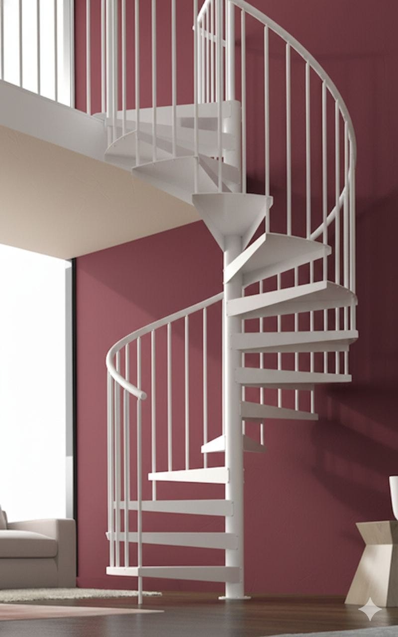 Escalera de caracol interior metálica|Altura máx. 314cm|Ø130cm|Blanco ...