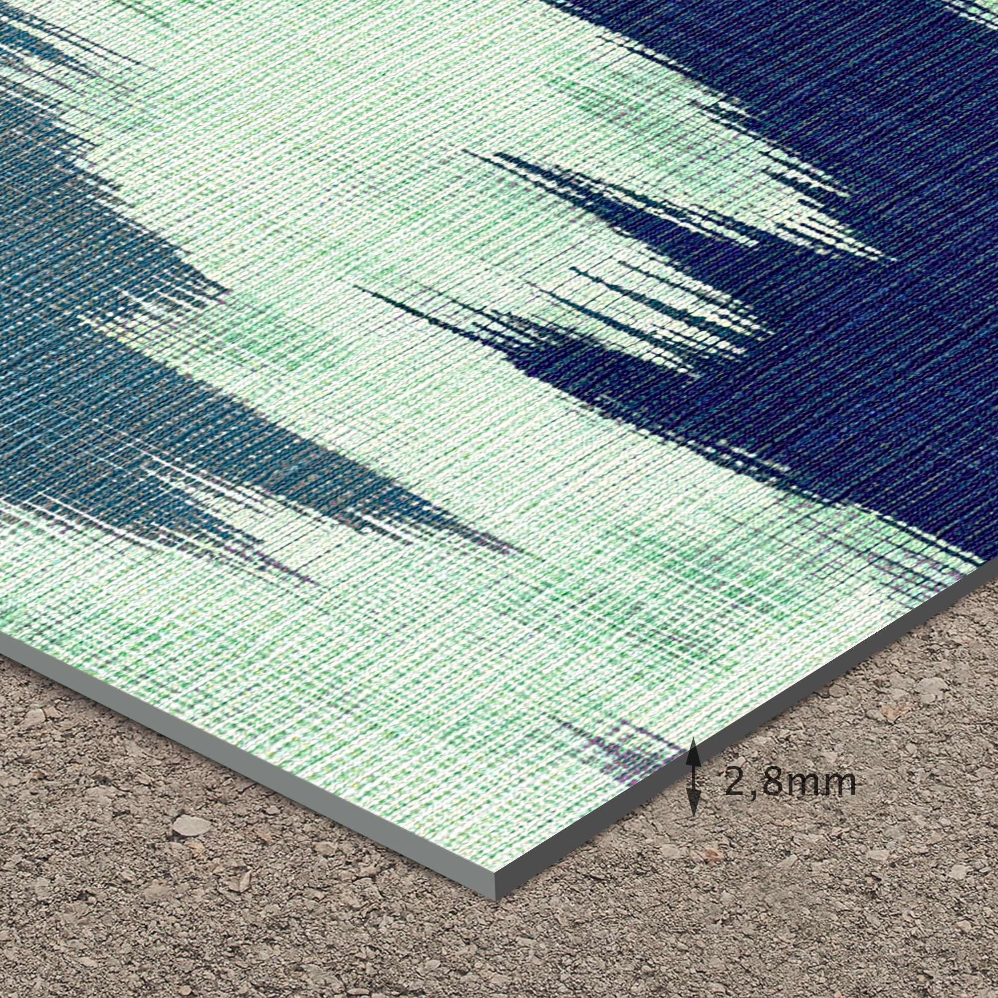 Tapis PVC Intérieur/Extérieur Ikat Marine 160x240 cm - Vinyle imprimé antidérapant, lavable et résistant pour terrasse et maison - 3
