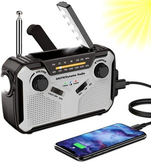 Radio Portatile Emergenza FM/AM,1800MA Radio Portatile Manovella,Radio