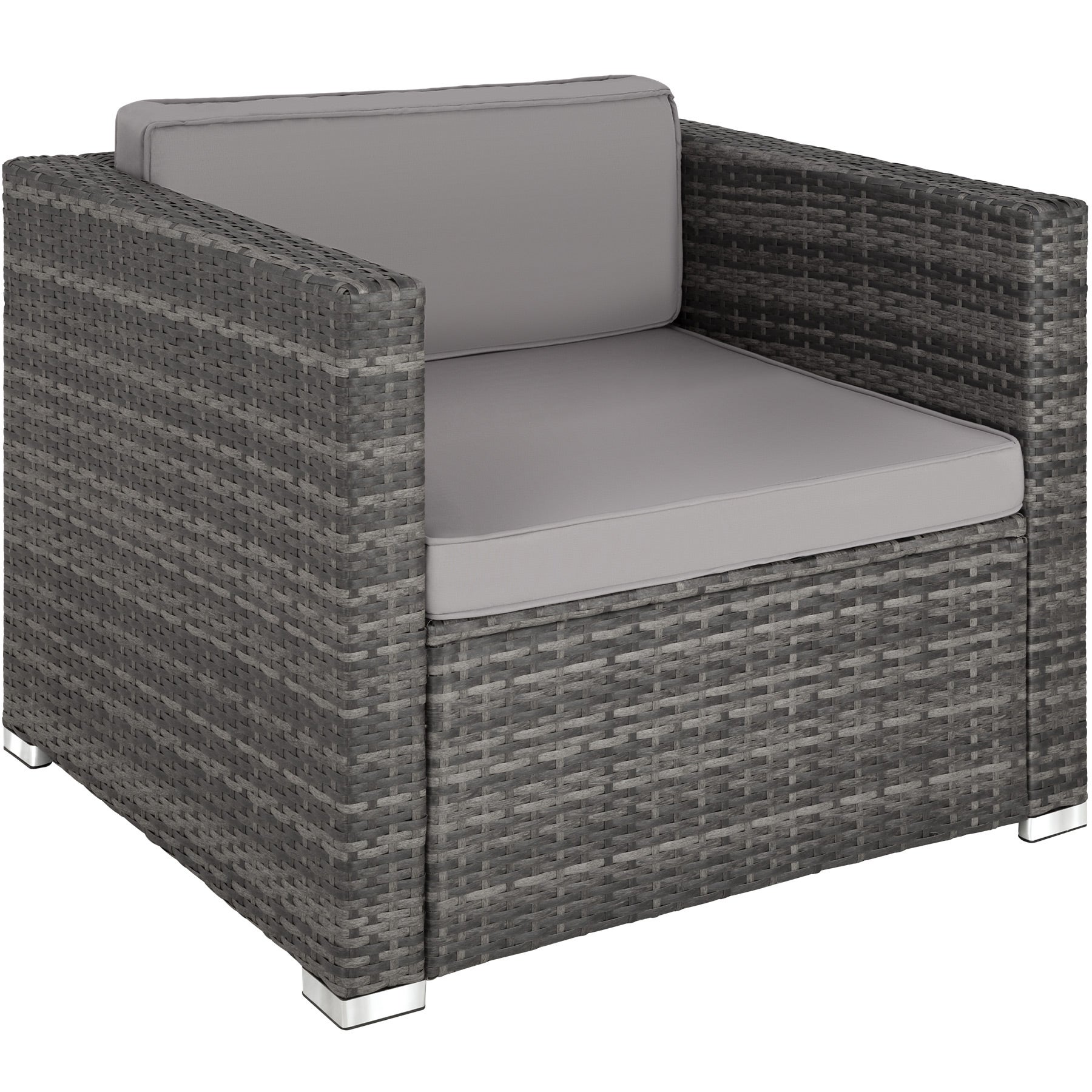 Salon de jardin en résine tressée et acier 5 places avec coffre de rangement résistant aux UV gris TECTAKE - 5