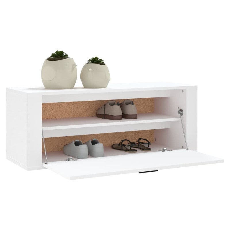 Meuble à chaussures pour Entrée en bois lamellé Blanc Design 6 paires maximum - 4