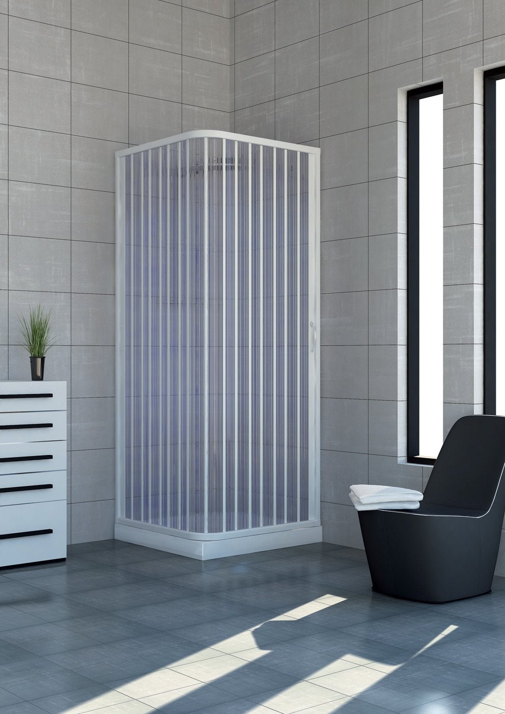 Mampara de Ducha 80x100 CM 185 de PVC mod. Acquario con apertura Lateral - 5