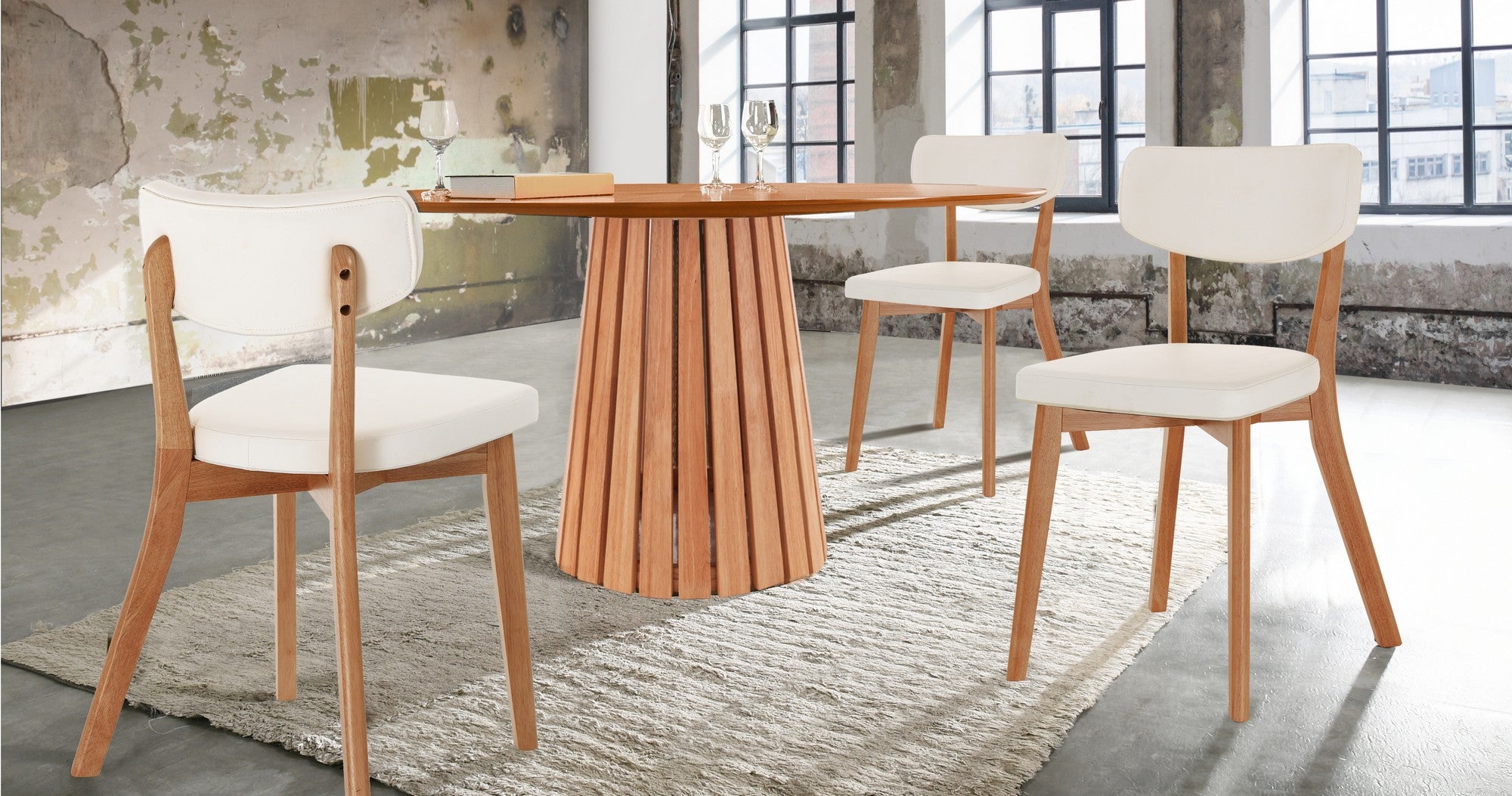 Tavolo rotondo VOLGA WOOD – Legno massello Rovere, MDF, H.75 Ø.137, 6 posti, per sala da pranzo - 7