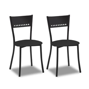 Conjunto De 2 Sillas De Comedor De Piel Sintética Negra BUFORD | Beliani.es