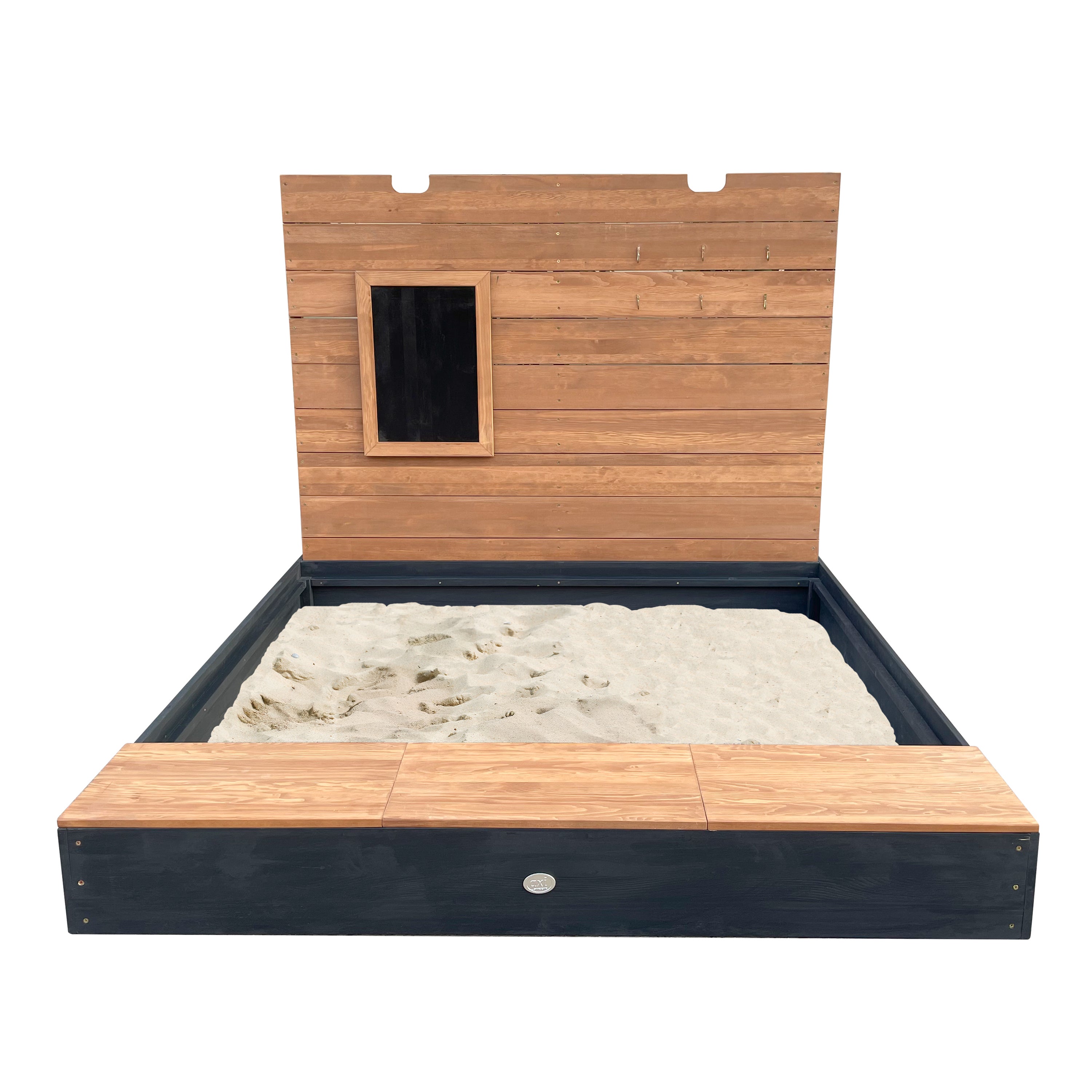 Axi Mandy Xxl Bac À Sable En Bois Avec Banc, Espace De Rangement, Couvercle Et Tableau Noir - 160 X 151 X 122,5 Cm | Bac À Sable En Anthracite Et - 3