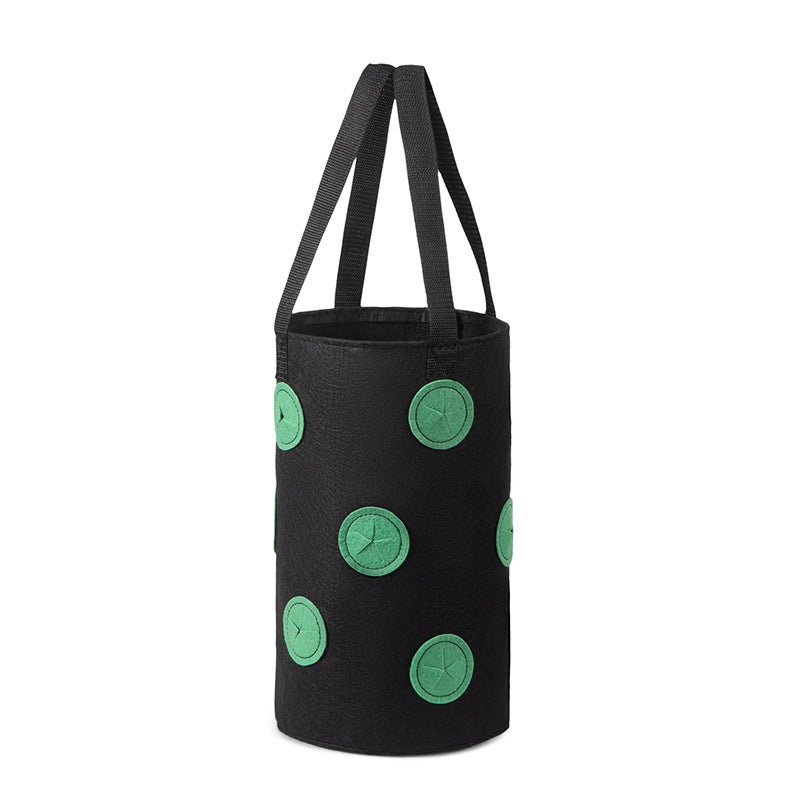 Wiszący kwietnik na rośliny z 12 otworami, worek do uprawy roślin, koszyk do uprawy roślin wielootworowy (czarny z zielonymi kropkami)