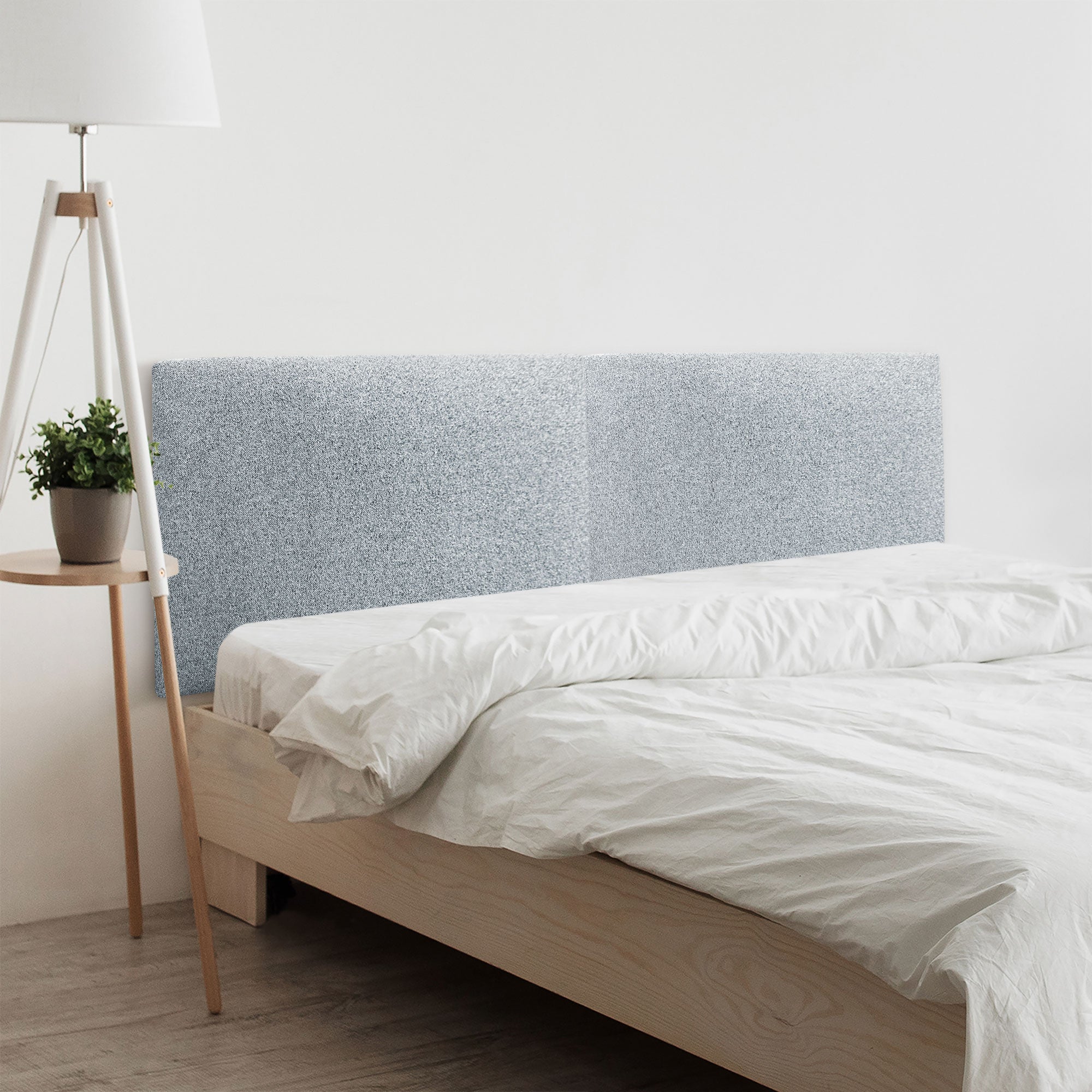 Dhome cabecero de tela acualine liso dual dividido en 2 piezas tapizado de alta gama cabezal dormitorio (gris perla, 210cm)
