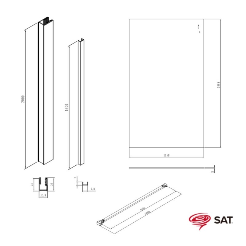 Swiss Aqua Technologies Walk-in 120x200cm Paroi en verre Crystal Glass® 8 mm anticalcaire, avec bras et profilés chrome brillant (SATBWI120PR) - 2