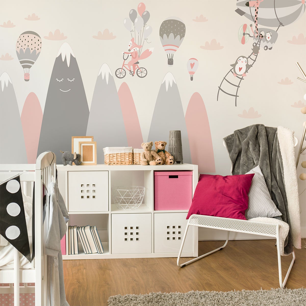 Adesivo bambino di montagna scandinavo animali divertenti - Sticker adesivo - adesivi murali - 90x135cm - 5