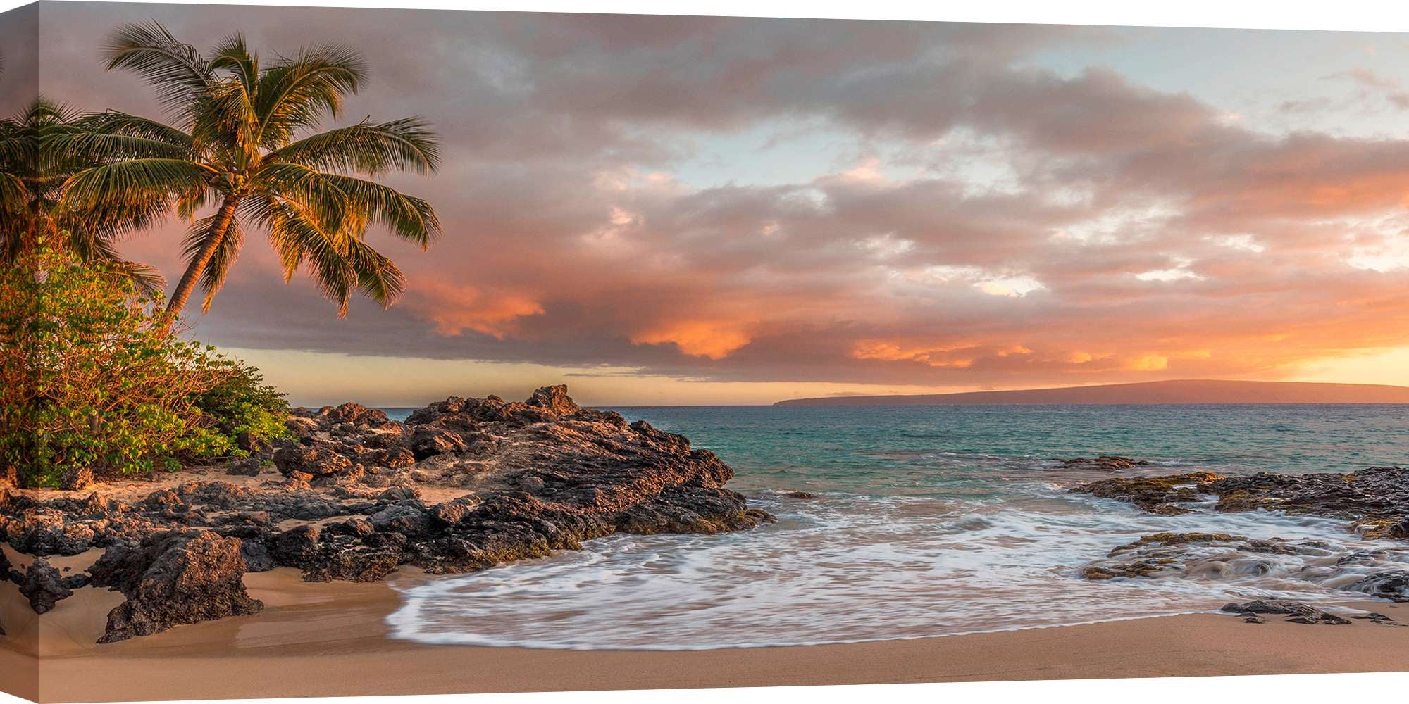 Tableau Toile Paysage Plage Coucher De Soleil - Impression Art Mural Océan Sans Cadre