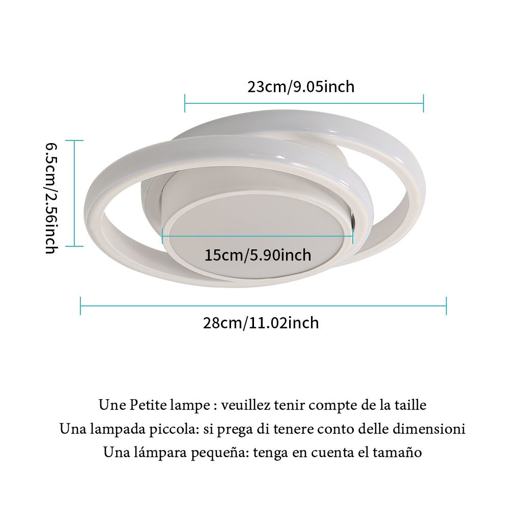 GOECO Plafonnier LED moderne 32W 2500lm 6500K Lumière blanche Luminaire de plafond Rond pour Couloir Chambre Cuisine Salon - Blanc - Taille: 27*22*6cm - 5