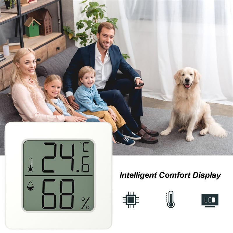 Thermomètre d'intérieur, hygromètre numérique, thermomètre d'ambiance pour la maison, moniteur de température et d'humidité pour serre, blanc - 3
