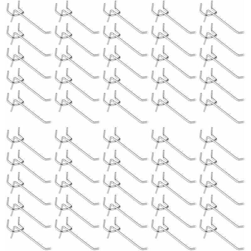 DEMEDO Lot De 50 Crochets En Métal Pour Panneau Perforé De 10,2 Cm, Accessoires Pour Panneau Perforé De 6,3 Mm Et 0,3 Cm, Crochets En Forme De L Avec Pointe En Plastique