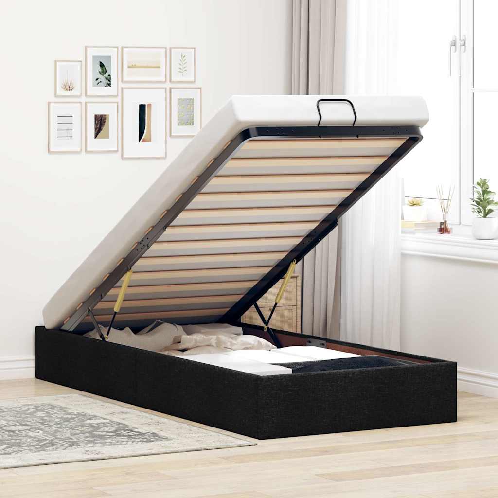Vidaxl Estructura Cama Otomana Sin Colchón Tela 90X190 Cm Negra , Leroy Merlin
