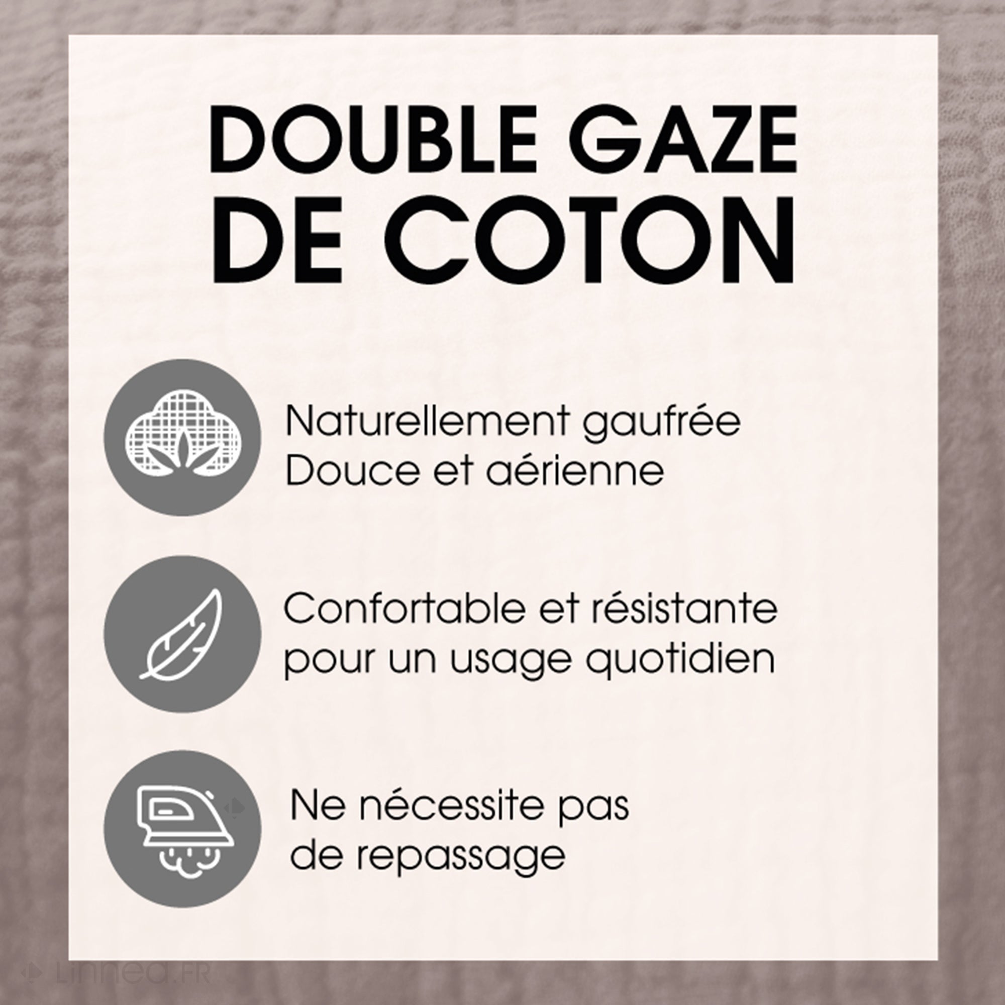 Plaid bi-colore 130x170 cm VENCE 100% gaze de coton rose thé - 4