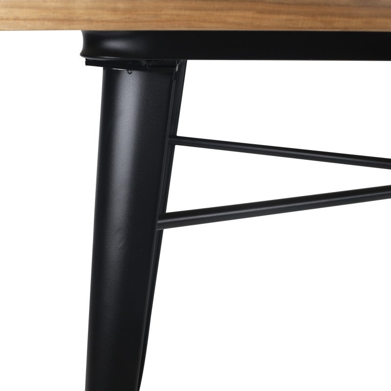 Set tavolo e sedie in stile industriale, metallo nero opaco e legno naturale, 120x80 cm - Design Factory - 6