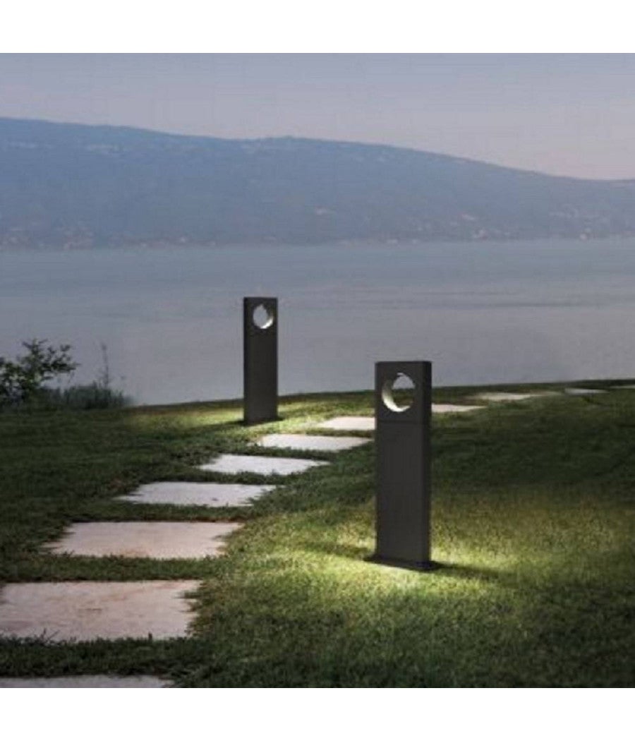 Trade Shop - Lampada Palo Da Giardino A Led Cerchio 50 Cm 12 W Nero Luce 6500k 4000k 3000k Es60 - Bianco Freddo - - 9