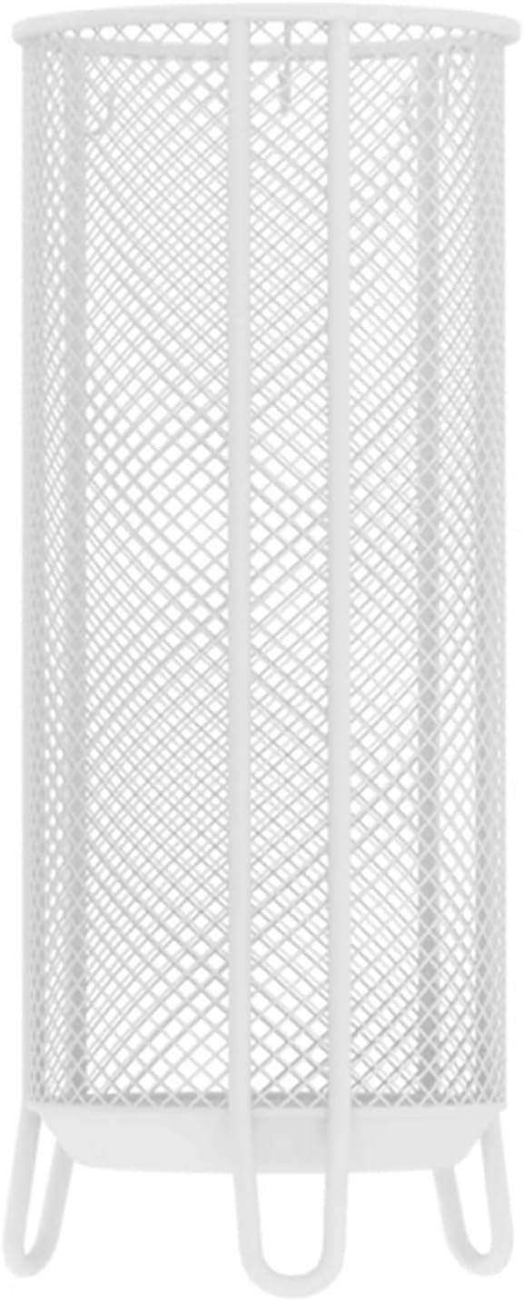 Stojak na parasole z haczykiem, metalowy, biały, 25,5 x 25,5 x 55 cm (dł. x szer. x wys.)