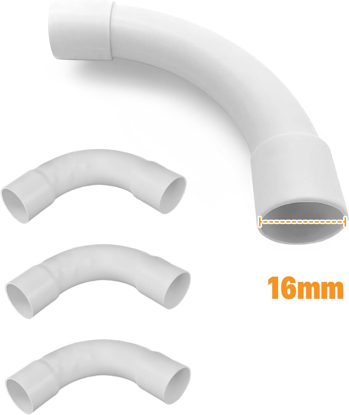 Coudes pour Tube Isolant,8pcs Tube Électrique anchonné en PVC,90