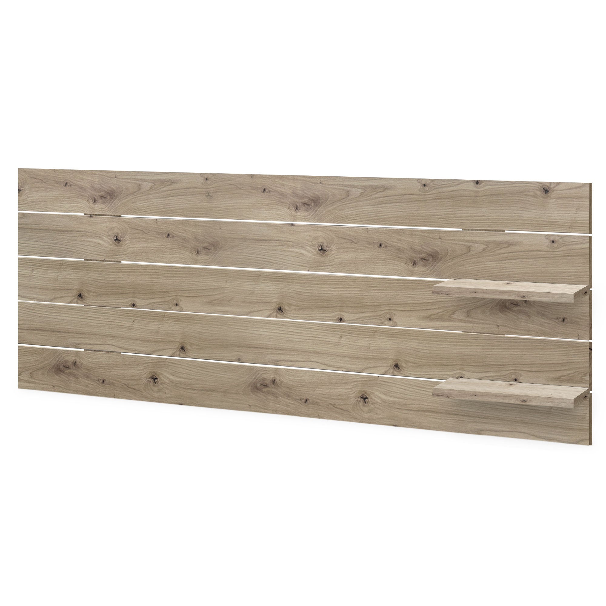 DHOME Testiera con ripiani in legno riciclato DM sospeso a parete in stile pallet orizzontale con gambe Letto (rovere, 145 cm) - 3
