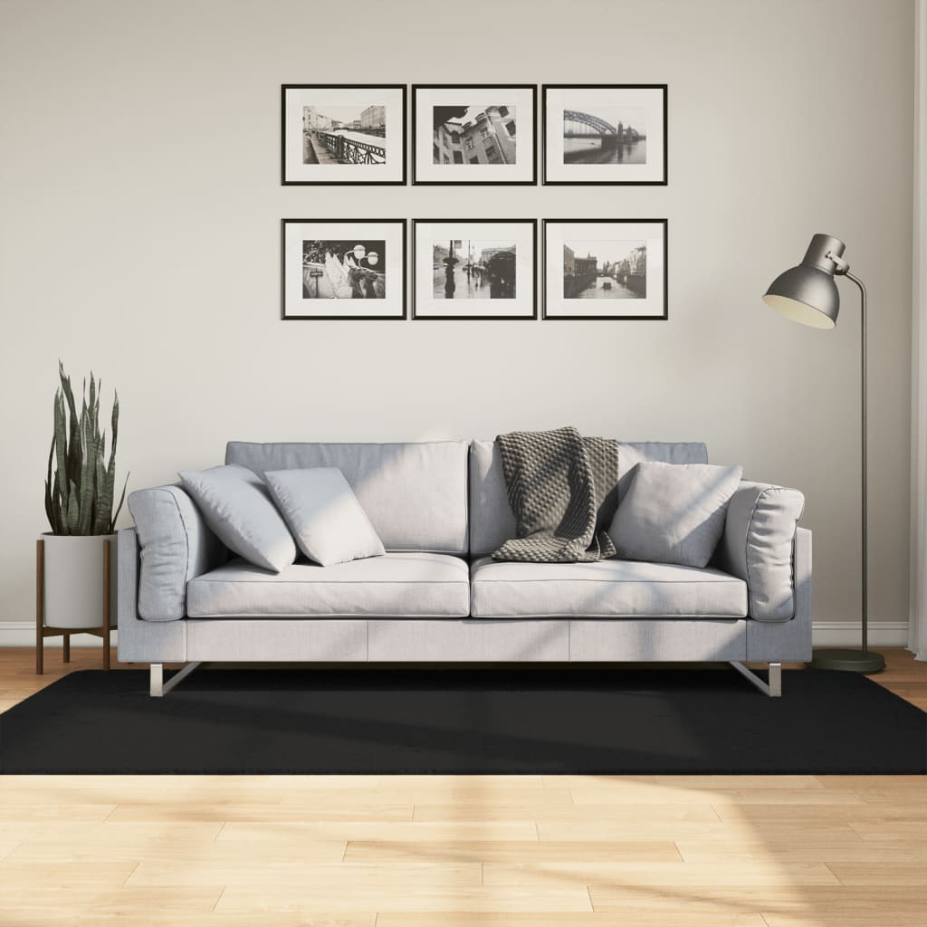 Dywan HUARTE z krótkim włosiem, czarny, 100x200 cm vidaXL