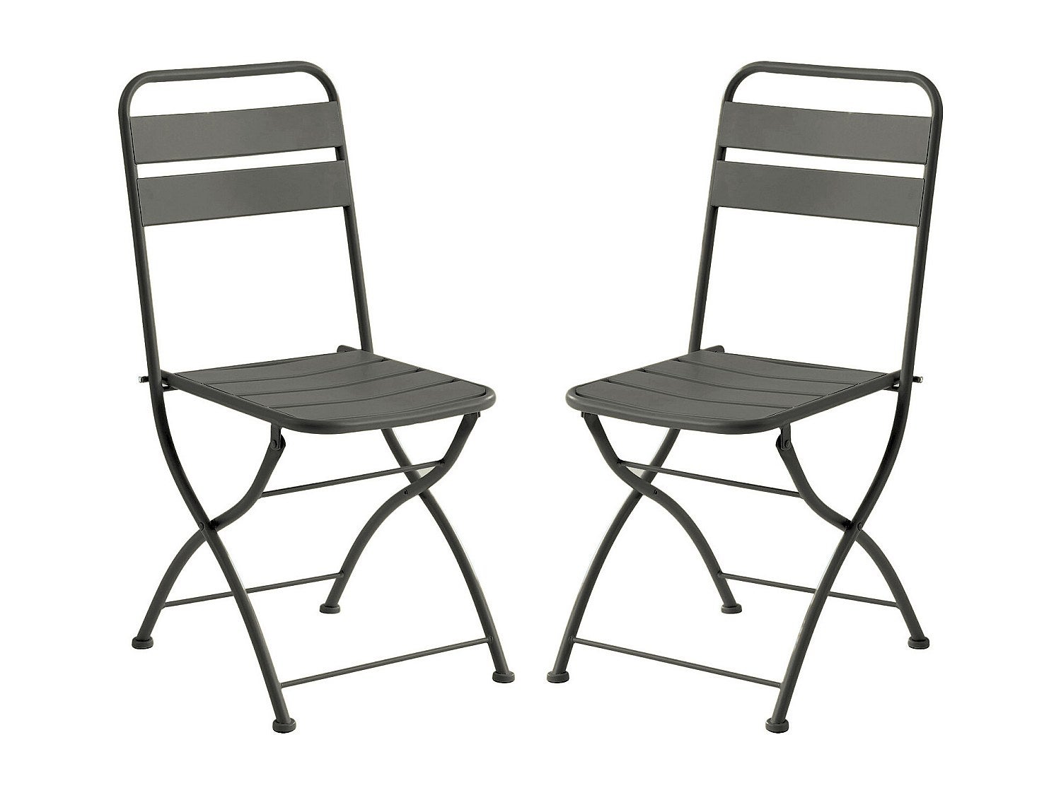 Zestaw 2 składanych metalowych krzeseł ogrodowych - Antracytowy szary - MIRMANDE od MYLIA