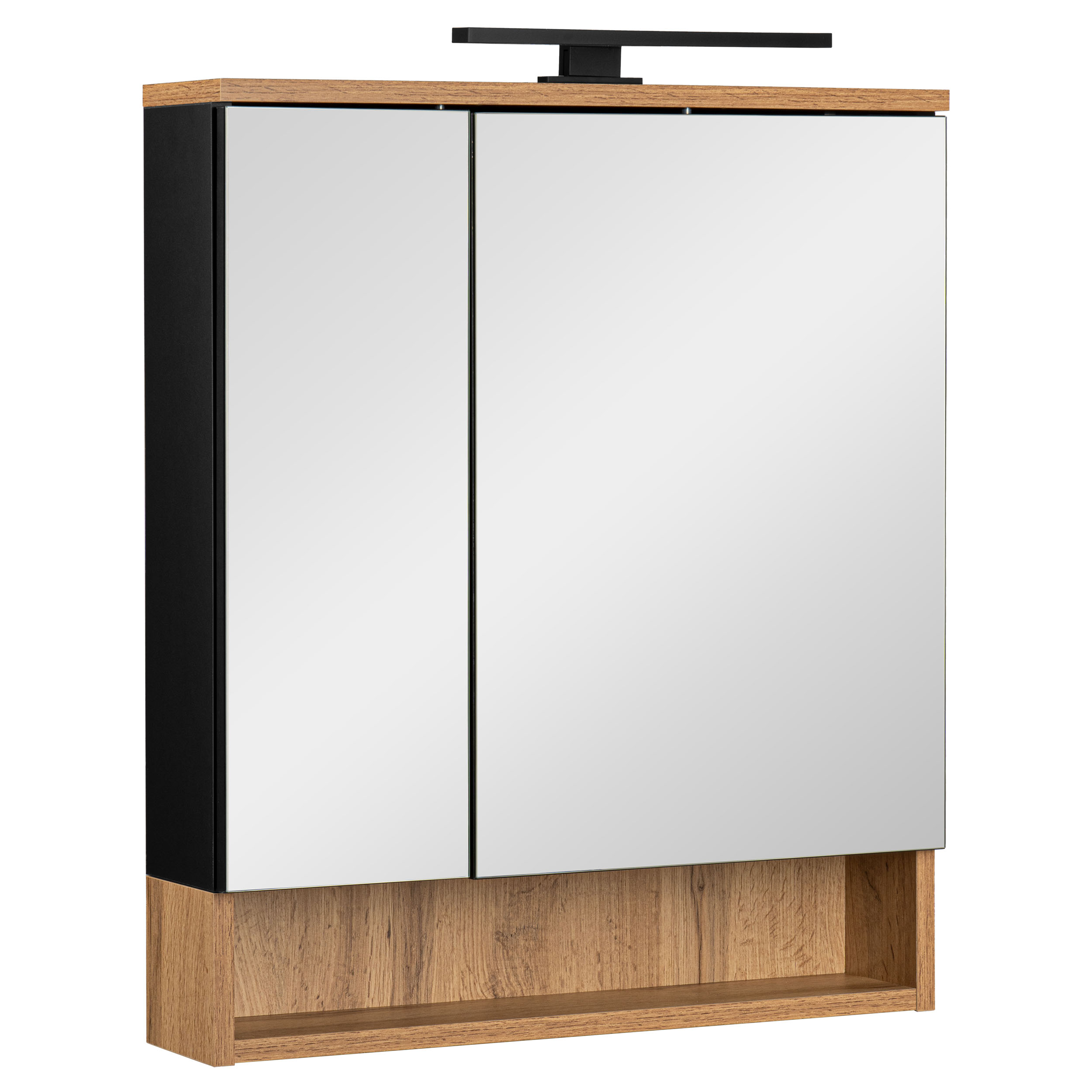 Szafka łazienkowa lustrzana wisząca z lustrem czarna wotan 60 cm lampka led