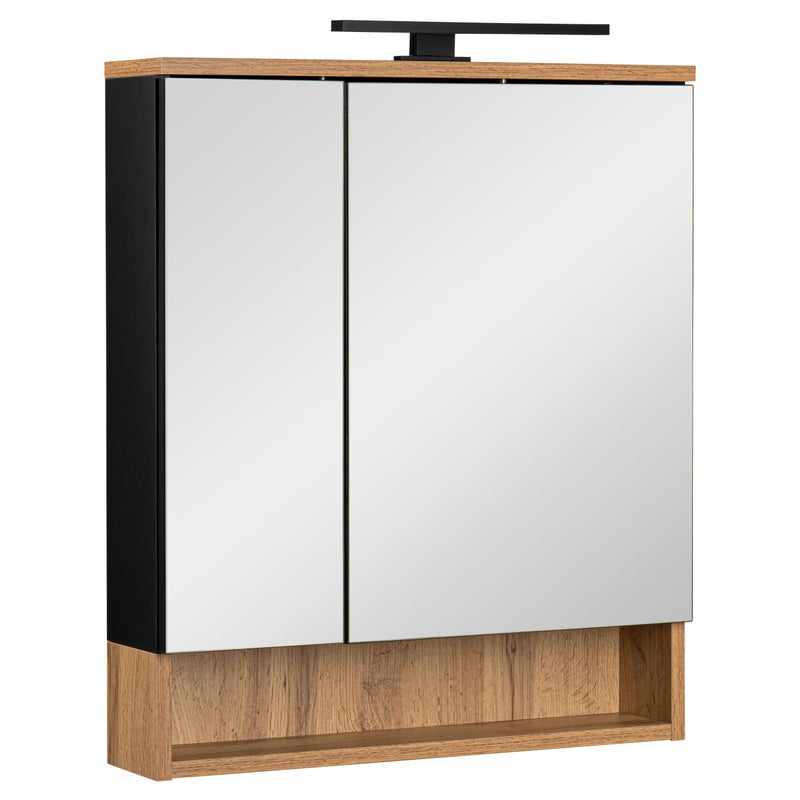 Szafka łazienkowa lustrzana wisząca z lustrem czarna wotan 60 cm lampka led