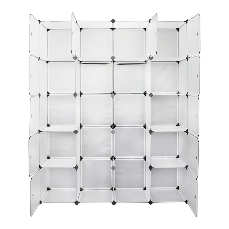 Étagère Cube Modulable 15 Casiers - Rangement Chaussures Vêtements Salon | Plastique Blanc Assemblage Sans Vis